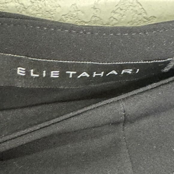 Elie Tahari Pants Womens 6 Black Ankle Slim Tapered Side Zip Triacetate Blend - Picture 3 of 12